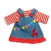 Bigjigs Toys Džínové šaty s laclem a pruhovaným tričkem pro panenku 28 cm
