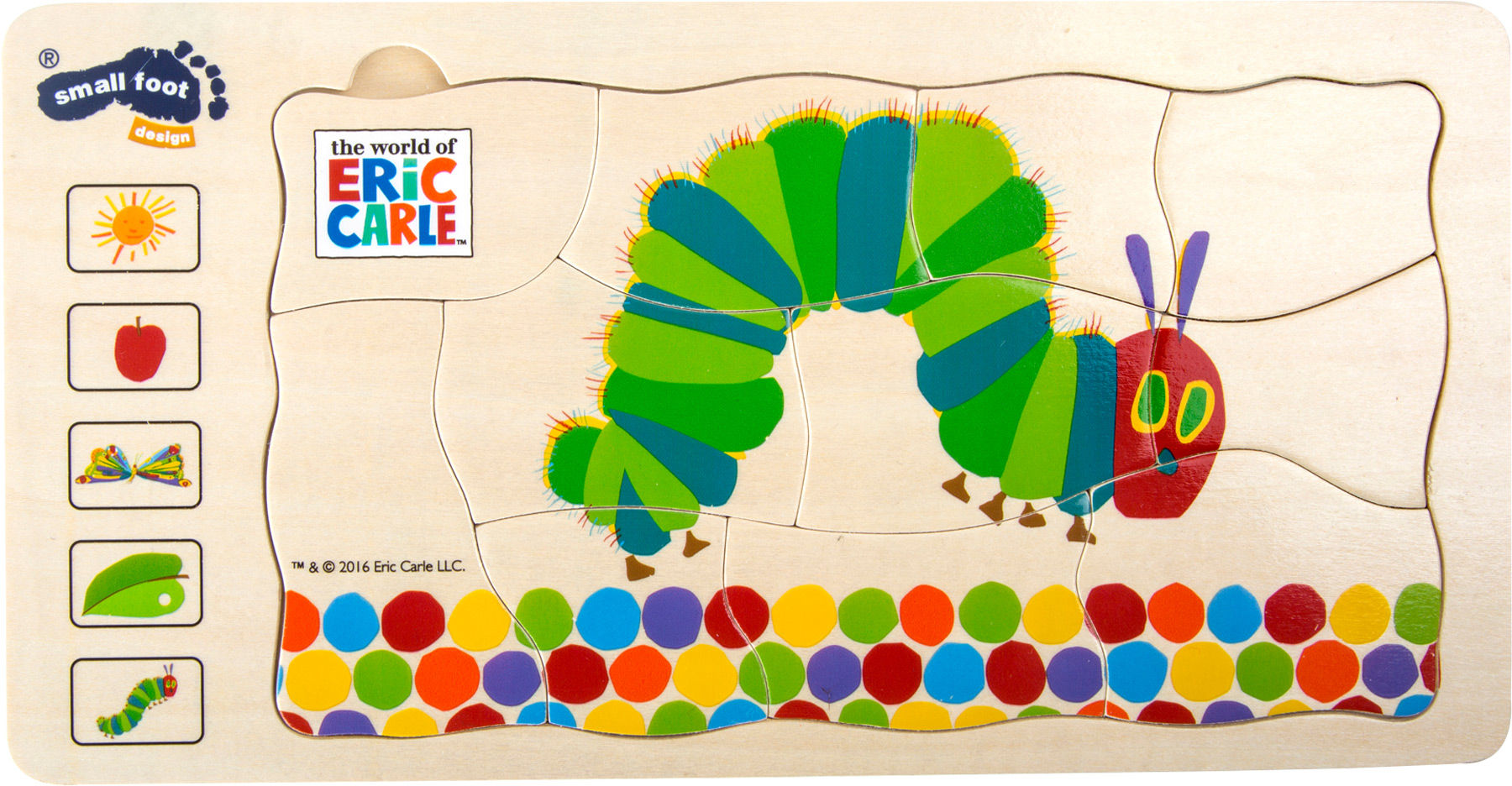 Levně small foot Dřevěné vkládací puzzle hladová housenka