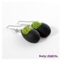 Živé šperky - Náušnice Slza černé s lišejníkem
