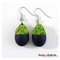 Živé šperky - Náušnice Slza černé s lišejníkem
