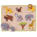 Bigjigs Toys Vkládací puzzle safari s úchytem