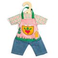 Bigjigs Toys Zahradnické kalhoty s kostkovanou košilí pro panenku 34 cm