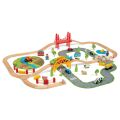Bigjigs Rail Dřevěná vláčkodráha s venkovskou cestou 80 dílů