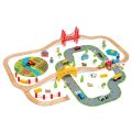 Bigjigs Rail Dřevěná vláčkodráha s venkovskou cestou 80 dílů