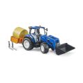 Bruder Traktor New Holland T5.120 s čelním nakladačem, korbou, vidlemi a kulatým balíkem