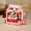 RoboTime 3D dřevěná skládačka Miniatura domečku Mléčný bar Strawberry