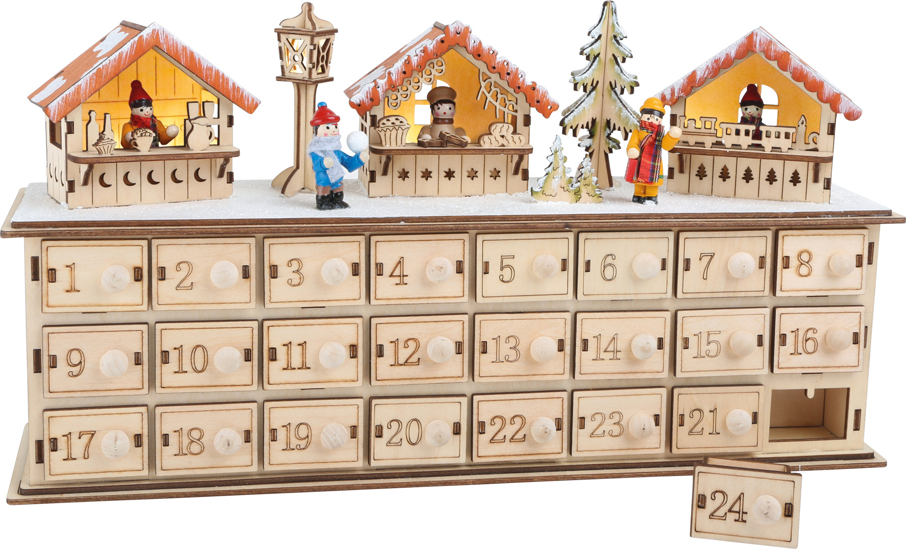 Levně small foot Dřevěný adventní kalendář Vánoční trhy