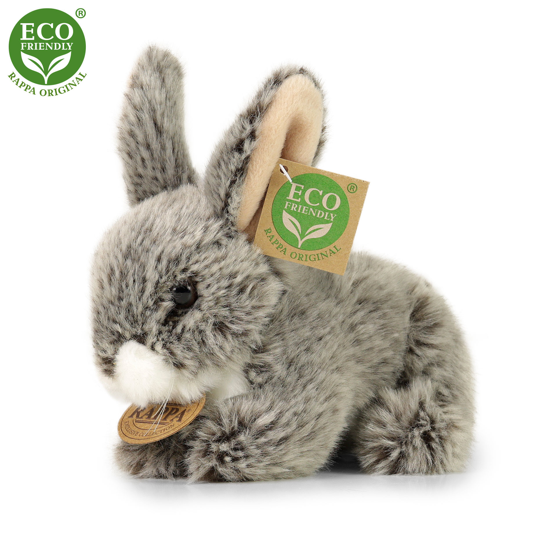 Levně Rappa Plyšový králík tmavě šedý ležící 17 cm ECO-FRIENDLY