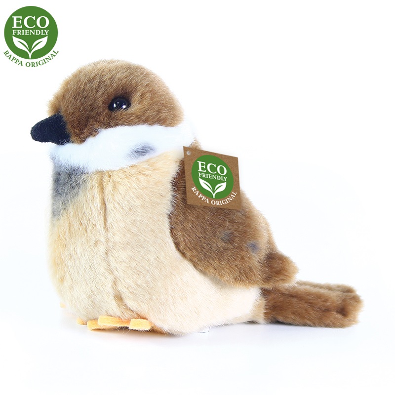 Levně Rappa Plyšový pták vrabec stojící 13 cm ECO-FRIENDLY