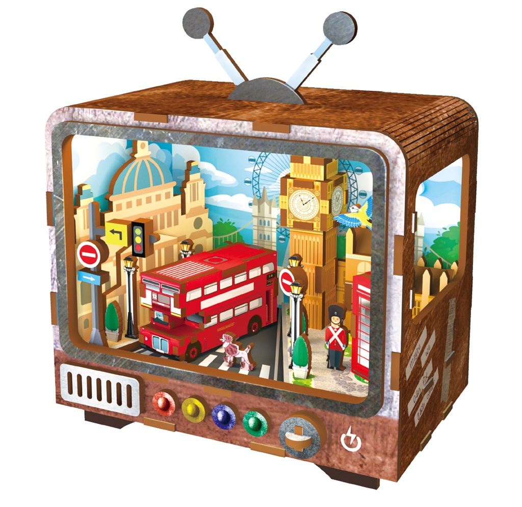 2Kids Toys 3D dřevěná skládačka Retro TV Londýn