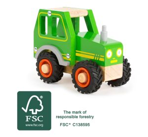 small foot Dřevěný traktor zelený