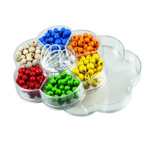 Detoa Dřevěné perličky v kytičce barevné