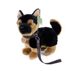 Plyšový pes německý ovčák s vodítkem  stojící 23 cm ECO-FRIENDLY