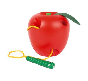 small foot Dřevěná hra na provlékání jablko