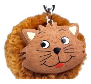 2Kids Toys Dřevěná klíčenka pompon Kočka