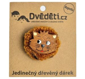 2Kids Toys Dřevěná magnetka velká pompon Kočka