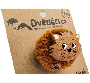 2Kids Toys Dřevěná magnetka velká pompon Kočka