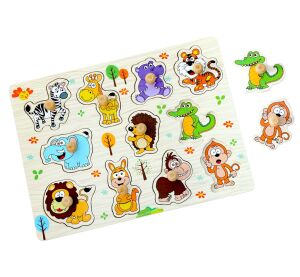 2Kids Toys Dřevěné puzzle Safari 11 dílků