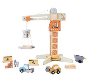 2Kids Toys Dřevěný jeřáb s příslušenstvím
