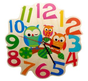 Hess Dětské dřevěné hodiny soví rodina