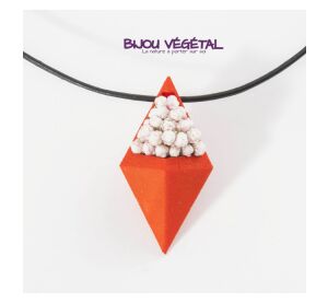 Živé šperky - Náhrdelník Diamant oranžový s trvalými bílými květy