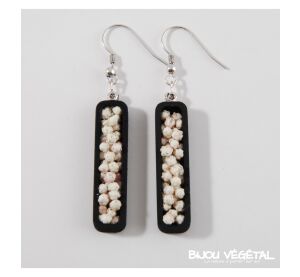 Živé šperky - Náušnice Jardiniere černé s trvalými bílými květy