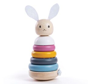 Bigjigs Baby Dřevěná motorická nasazovací věž králíček