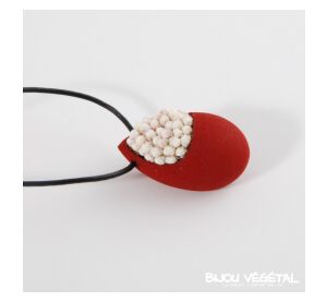 Živé šperky - Náhrdelník Slza červený s trvalými bílými květy