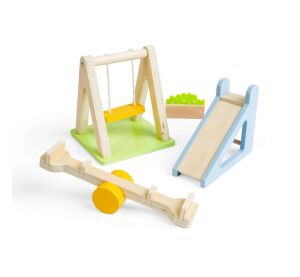 Bigjigs Toys Dřevěný nábytek do domečku pro panenky Venkovní hřiště