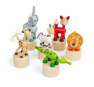 Bigjigs Toys Dřevěná mačkací zvířátka Safari 1 ks