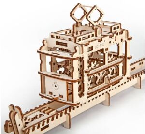 Ugears 3D dřevěné mechanické puzzle Kabinová lanovka s tratí
