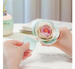 RoboTime 3D mechanická skládačka noční aroma lampy Kamélie zelená