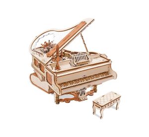 RoboTime 3D dřevěná skládačka hrací skříňky Kouzelné piano (mechanický pohon) - poškozený obal