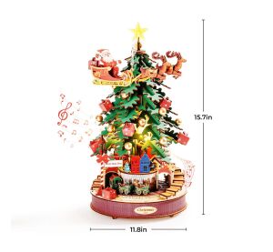 RoboTime 3D dřevěná skládačka hrací skříňky Vánoční stromeček