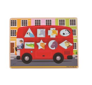 Bigjigs Toys Vkládací puzzle autobus se zvířátky