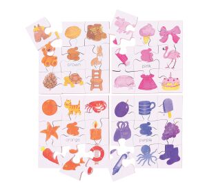 Bigjigs Toys Dřevěné didaktické puzzle barvy 4v1