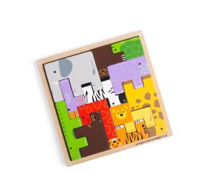 Bigjigs Toys Dřevěné kostky puzzle se zvířátky safari