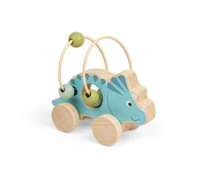 Bigjigs Toys Triceratops na kolečkách s korálkovým labyrintem