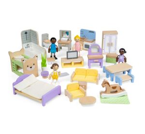 Bigjigs Toys Sada dřevěný nábytek do domečku pro panenky