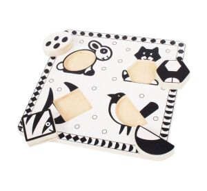 Bigjigs Toys Dřevěné vkládací puzzle černobílé tvary 2