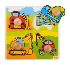 Bigjigs Toys Vkládací puzzle stavební stroje