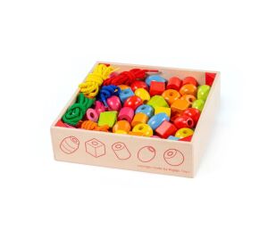 Bigjigs Toys Dřevěné navlékací korálky v bedýnce