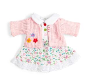 Bigjigs Toys Květinové růžové šaty a svetřík pro panenku 28 cm