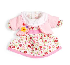 Bigjigs Toys Šaty se srdíčky s růžovým kabátkem pro panenku 34 cm