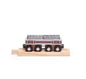 Bigjigs Rail Dlouhý vagónek s uhlím + 2 koleje - II. jakost