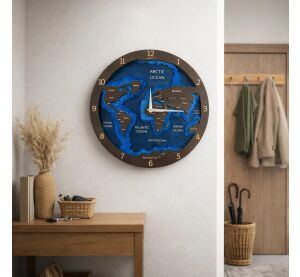BusyKids Nástěnné hodiny Mapa světa tmavé