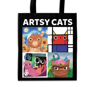 Mudpuppy Umělecké kočky znovupoužitelná nákupní taška