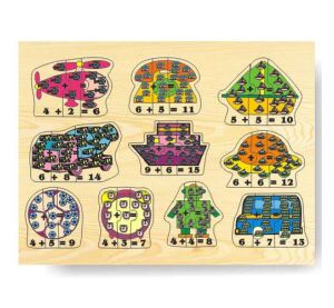 Dřevěné vkládací puzzle matematika počítání do 15