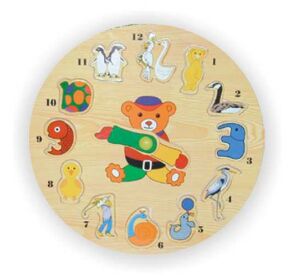 Vkládací výukové puzzle hodiny zvířata