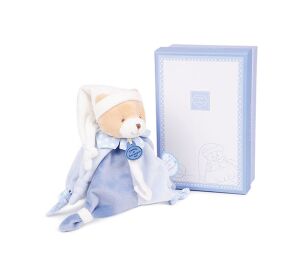 Doudou Dárková sada - Hračka s úchytem na dudlík medvídek 17 cm